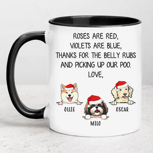 Dog mom Christmas mug, personalized gift for dog lovers - Roses are red, custom coffee cup