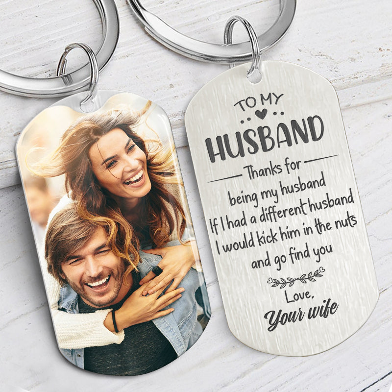 Thanks For Being My Husband, Personalized Keychain, Custom Photo, Gifts For Him