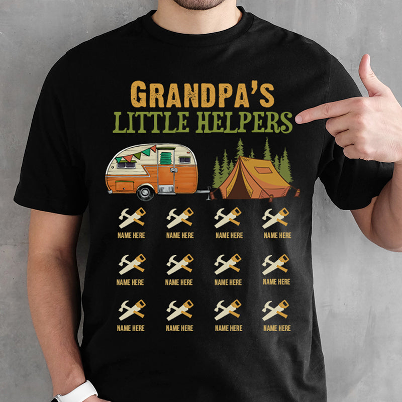 Grandpa's Little Helpers Camping T Shirt, Personalized Gift, Custom Father's Day Gift