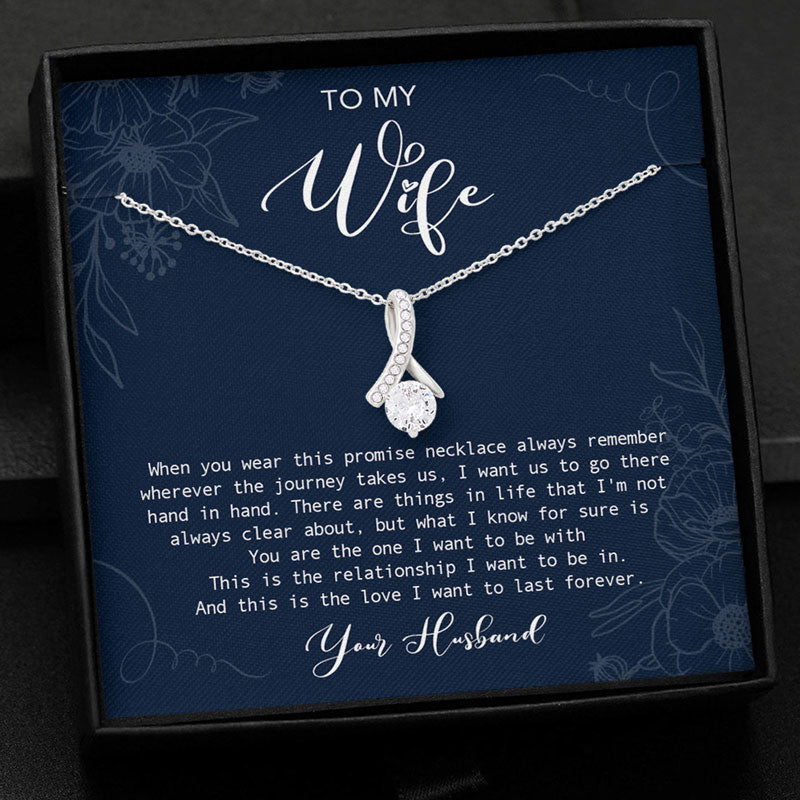 When You Wear Promise Necklace, Personalized Luxury Necklace, Message Card Jewelry, Gift For Her
