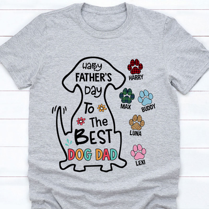 Happy Father's Day To The Best Dog Dad, Personalized Dogs Shirt, Customized Gifts for Dog Lovers, Custom Tee