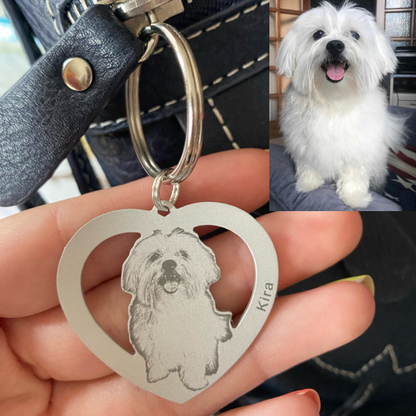 Personalized Photo Heart Keychain, Custom Memorial Gifts, Gift For Pet Lovers