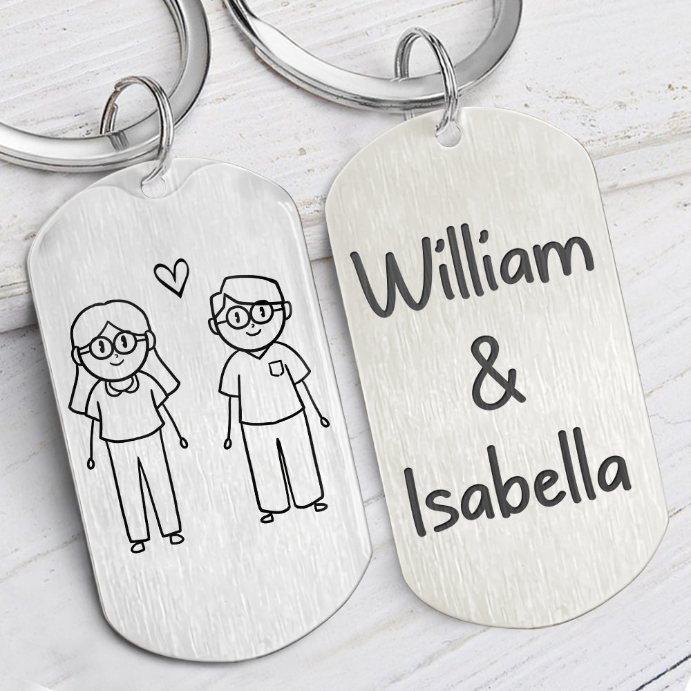 Stick Figure Couple, Personalized Keychain, Valentine's Day, Custom Gi ...