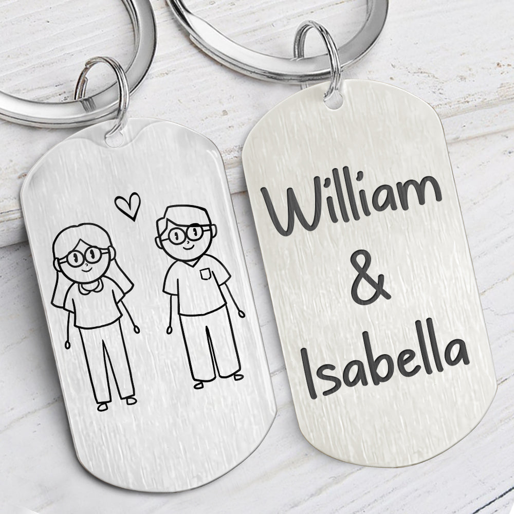 Stick Figure Couple, Personalized Keychain, Valentine's Day, Custom Gifts For Him