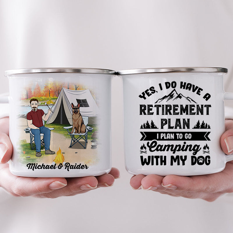 Camping With My Dog, Personalized Camping Mug For Him, Retirement Gift For Dog Dad