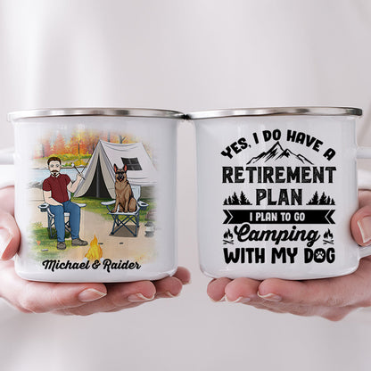 Camping With My Dog, Personalized Camping Mug For Him, Retirement Gift For Dog Dad