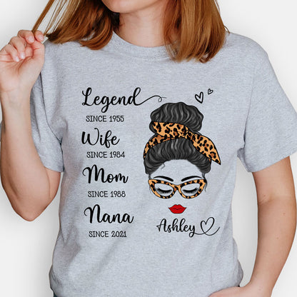Legend Mom Grandma Since Year Messy Bun, Personalized Shirt, Funny Family gift for Grandmother
