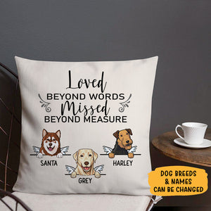 Loved Beyond Words, Personalized Memorial Pillows, Custom Gift for Dog Lovers