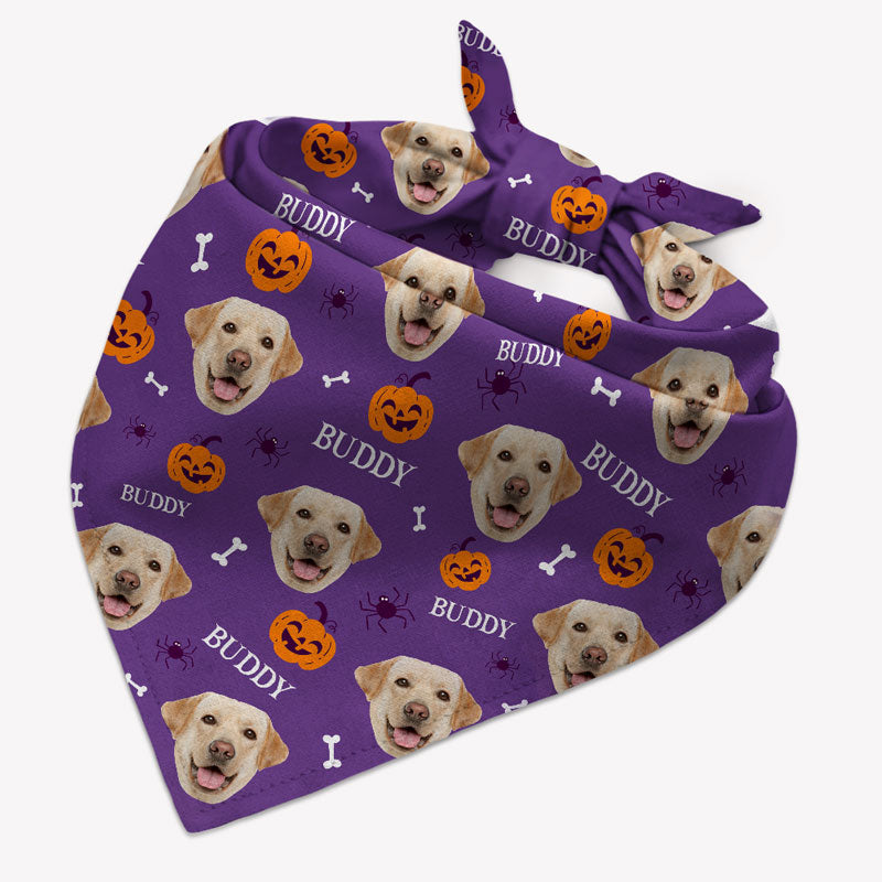 Halloween Pattern Dog Bandana, Custom Photo Personalized Bandana, Halloween Costumes for Dogs