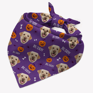 Halloween Pattern Dog Bandana, Custom Photo Personalized Bandana, Halloween Costumes for Dogs