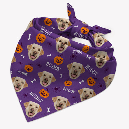 Halloween Pattern Dog Bandana, Custom Photo Personalized Bandana, Halloween Costumes for Dogs