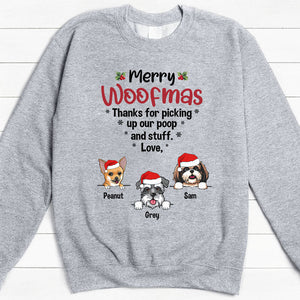 Merry Woofmas, Thanks For Picking Up, Personalized T-Shirt, Christmas Gifts for Dog Lovers
