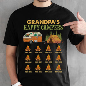 Grandpa's Happy Campers Shirt, Personalized Camping Gift, Custom Father's Day Gift