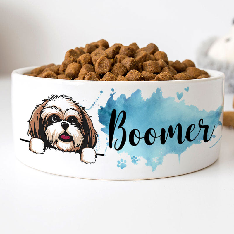 Personalized Custom Dog Bowls, Watercolor Backgrounds, Gift for Dog Lovers