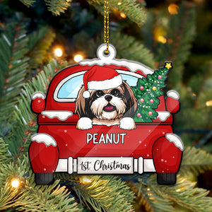 Personalized First Christmas and Dogs, Christmas Shaped Ornament, Custom Gift for Dog Lovers