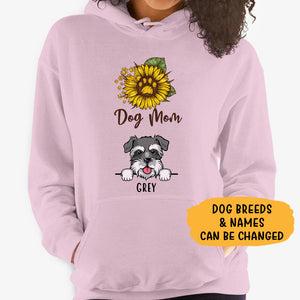 Dog Mom, Sunflower, Personalized Custom Hoodie, Sweater, T shirts, Christmas Gift for Dog Lovers