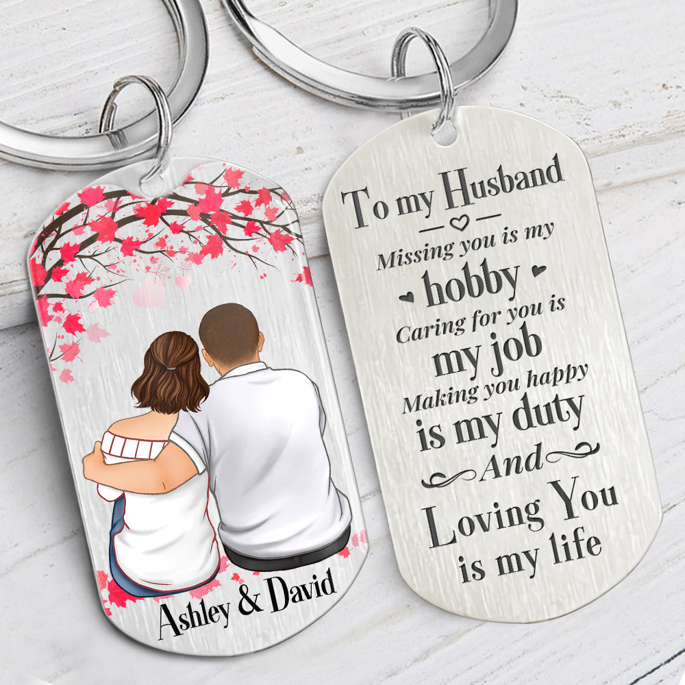 Missing You Is My Hobby, Personalized Keychain, Valentine's Day Gifts For Him