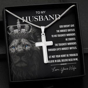 God Creates The Toughest Warriors, Personalized Cross Necklace, Gifts For Him