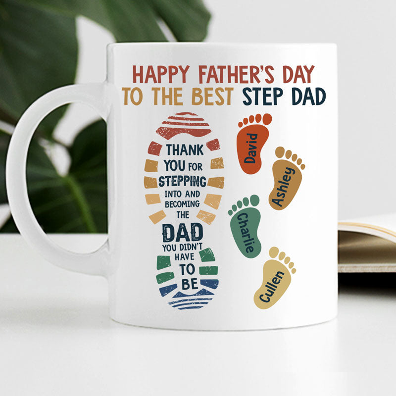 Discover Happy Father's Day To The Best Step Dad, Personalized Mug, Funny Father's Day gift