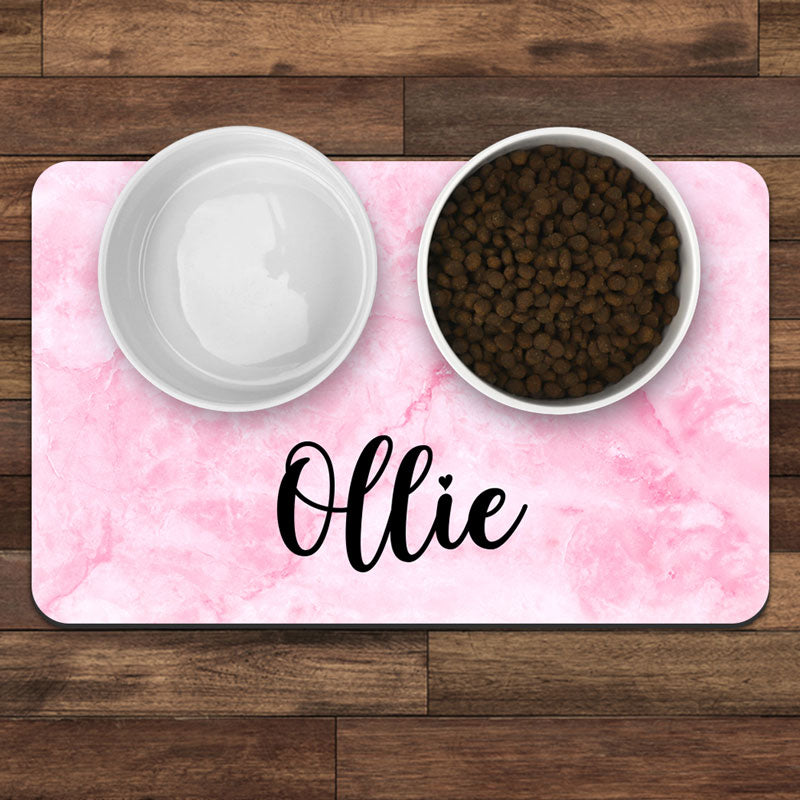 Custom Marble Background Pet Placemat, Personalized Pet Food Mat, Gifts For Pet Lovers