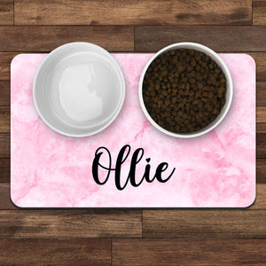 Custom Marble Background Pet Placemat, Personalized Pet Food Mat, Gifts For Pet Lovers