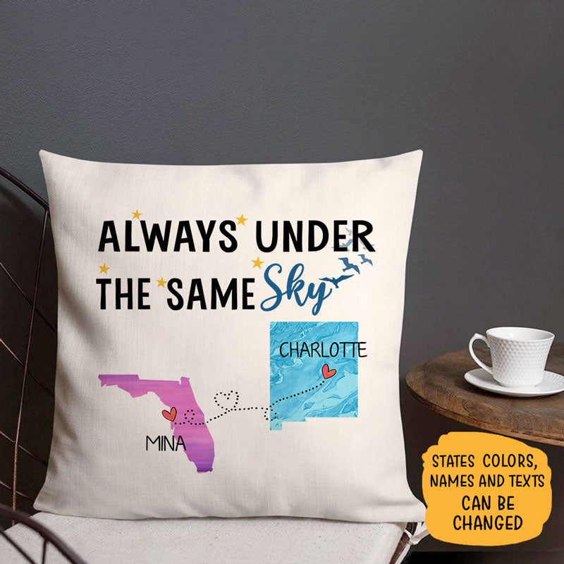 Always under the same sky, Personalized Pillow, Long Distance Gift, Father's Day gift
