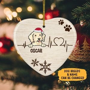 Heart Beat Christmas Ornaments, Personalized Heart Ornaments, Custom Gift for Dog Lovers