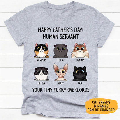 Happy Father's Day, Human Servant, Custom Shirt, Personalized Gifts for Cat Lovers