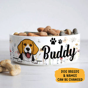 Personalized Custom Dog Bowls, Floral, Gift for Dog Lovers