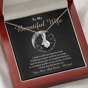 Love You To The Moon And Back, Personalized Luxury Necklace, Message Card Jewelry, Gift For Her