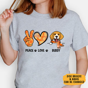 Peace Love Autumn, Personalized T-Shirt, Custom Shirt For Dog Lovers, Personalized Gifts