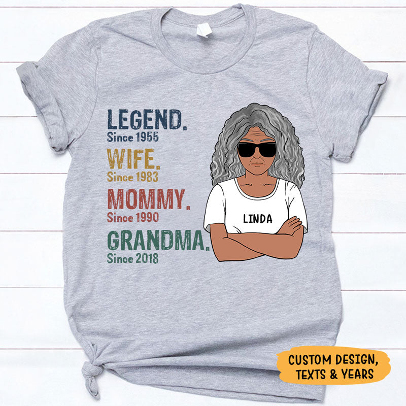 Vintage Legend Wife Since Years Old Woman, Personalized Shirt, Personalized Gift for Grandmother