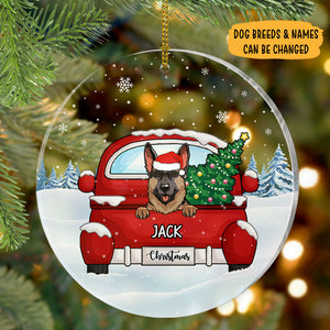 Christmas Dog Car Ornament, Personalized Ornament, Gift for Dog Lovers