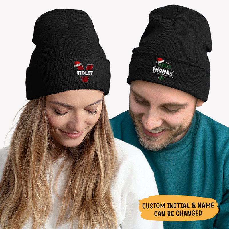 Christmas Alphabet, Couple Beanie, Personalized Custom Embroidered Beanie, Christmas Gifts