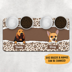 Dog Leopard Background Pet Placemat, Personalized Pet Food Mat, Gifts For Dog Lovers