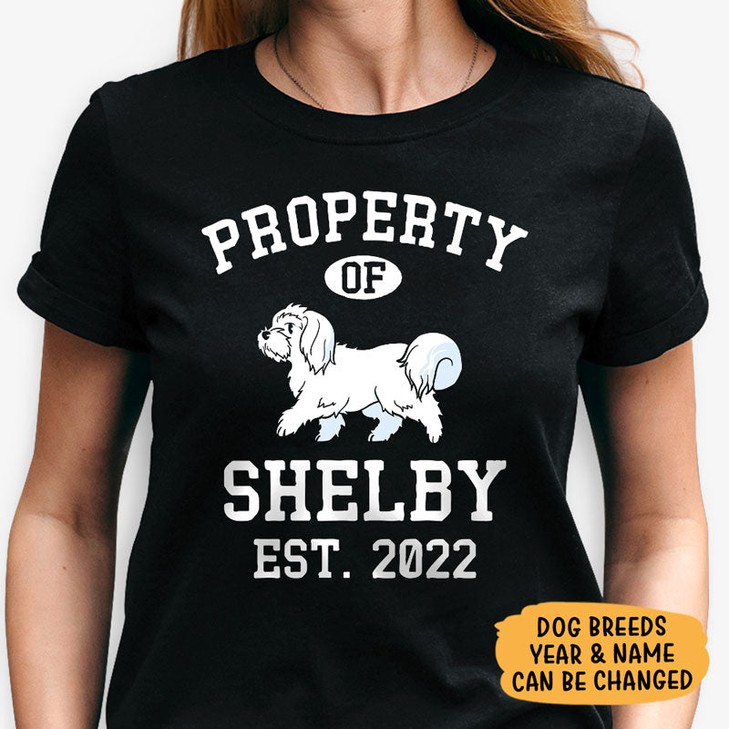 Property Of Maltese Personalized Shirt, Custom Gifts For Dog Lovers