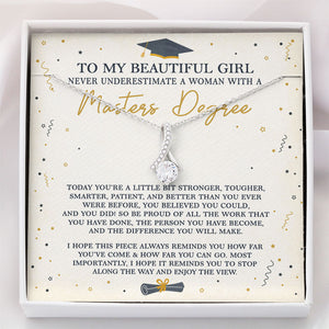 A Woman With A Masters Degree, Luxury Necklace, Custom Message Card Jewelry, Graduation Gifts
