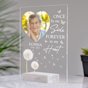 Once By My Side, Personalized Acrylic Plaque, LED Light, Memorial Gifts, Custom Photo