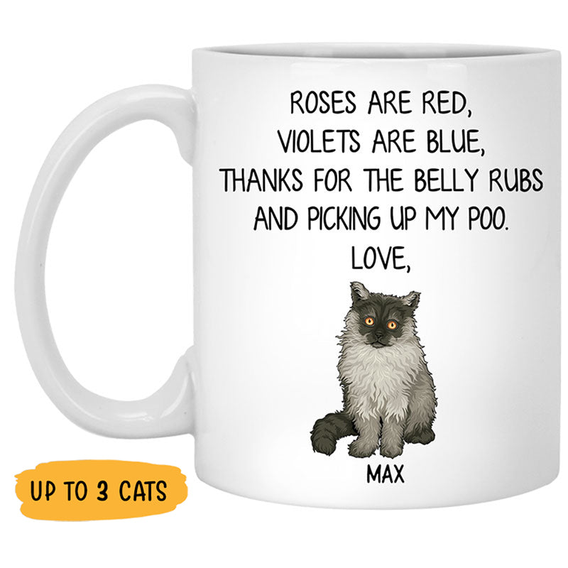 Funny cat coffee mug, personalized gift for cat lovers - Roses Are Red, Custom Coffee Mug