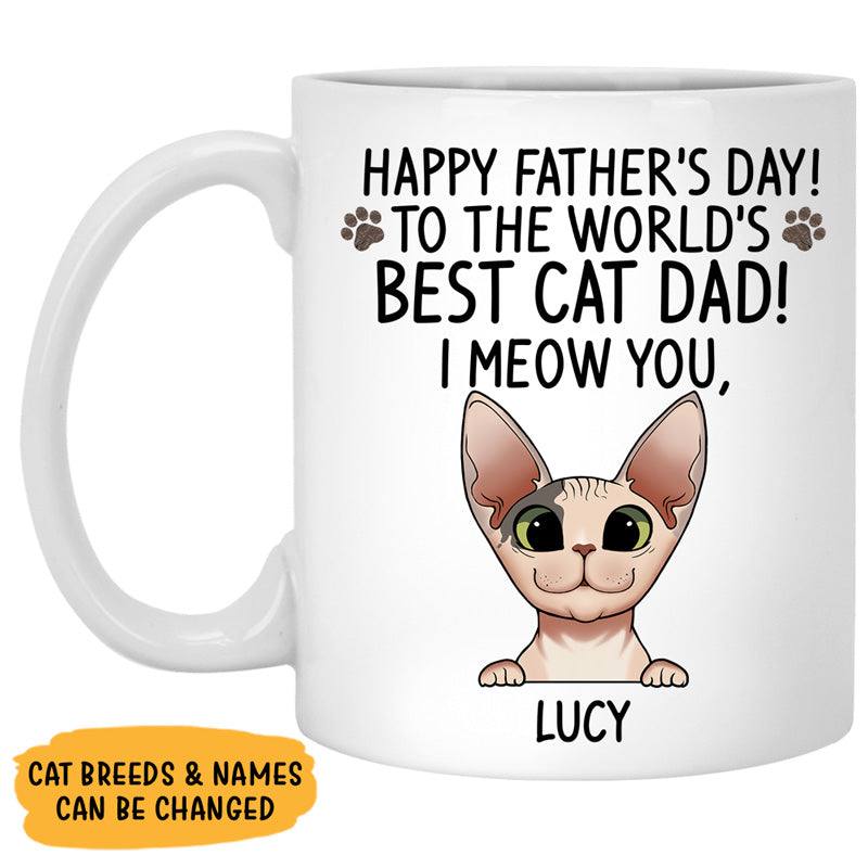 To The World's Best Cat Dad, Funny Custom Coffee Mug, Personalized Gift for Cat Dads