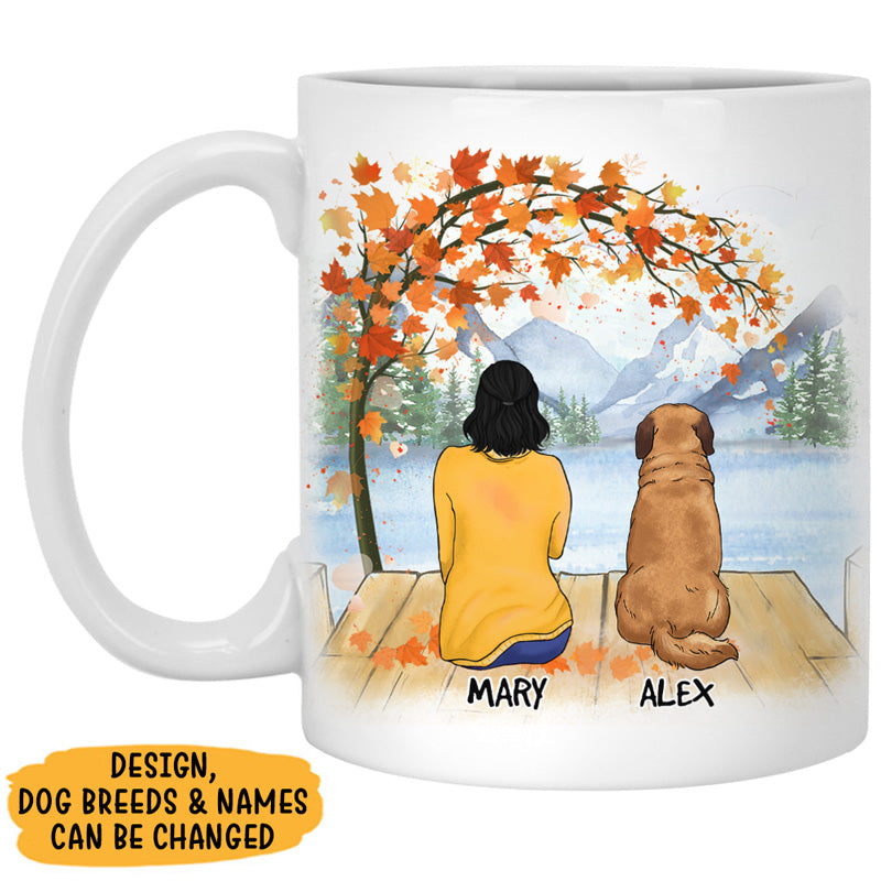 Life Is Better With Dogs Autumn Fall Version, Personalized Coffee Mug for Dog Moms, Custom Gift For Dog Lovers