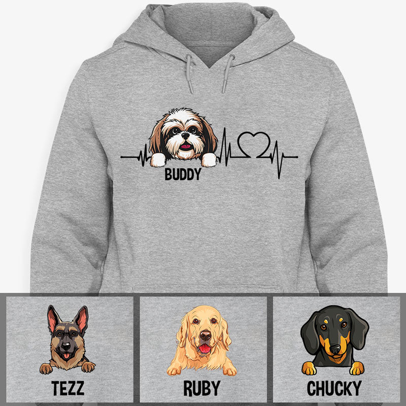 Dog Heartbeat, Personalized Custom Hoodie, Sweater, T shirts for Dog Lovers
