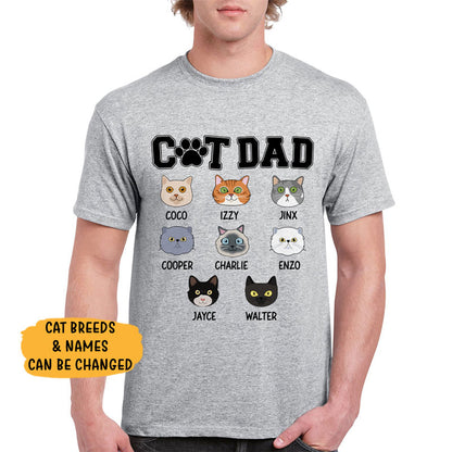 Cat Dad, Cat Face, Custom Shirt, Personalized Gifts for Cat Lovers