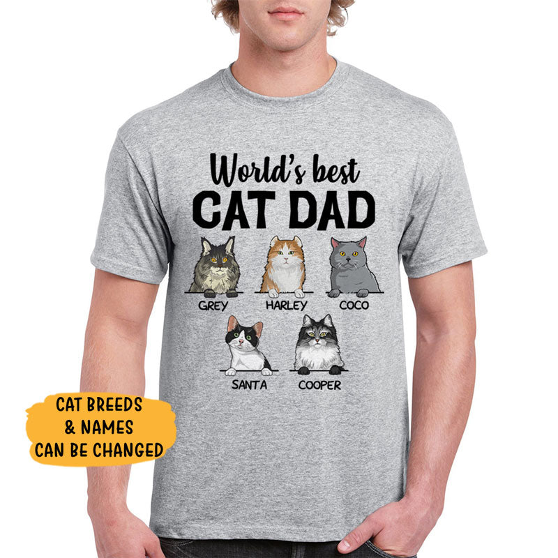 World's Best Cat Dad, Custom Shirt, Personalized Gifts for Cat Lovers