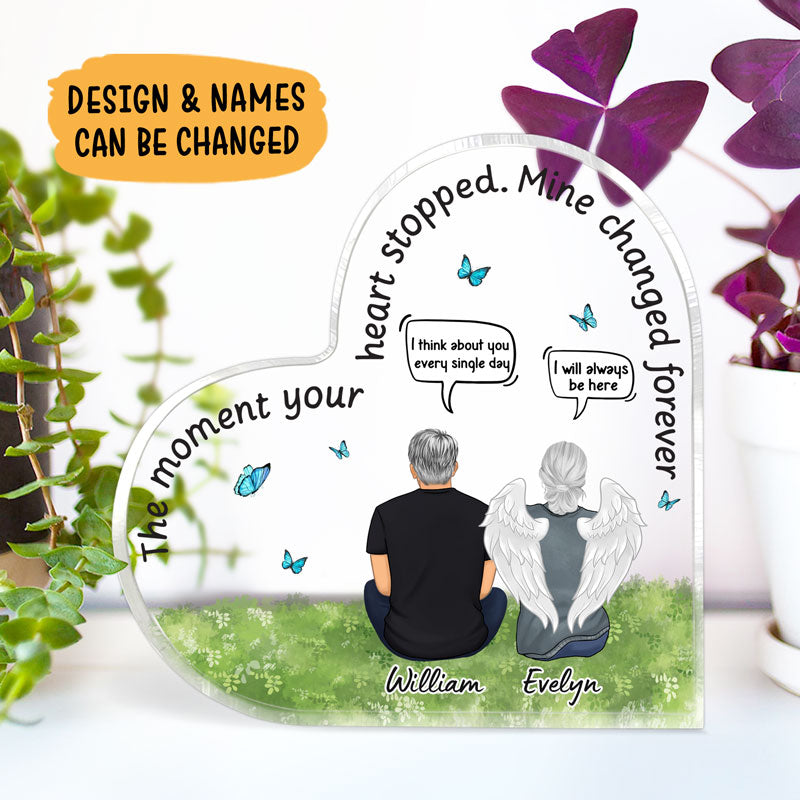 Your Heart Stopped Mine Changed Forever, Personalized Keepsake, Heart Shape Plaque, Memorial Gifts