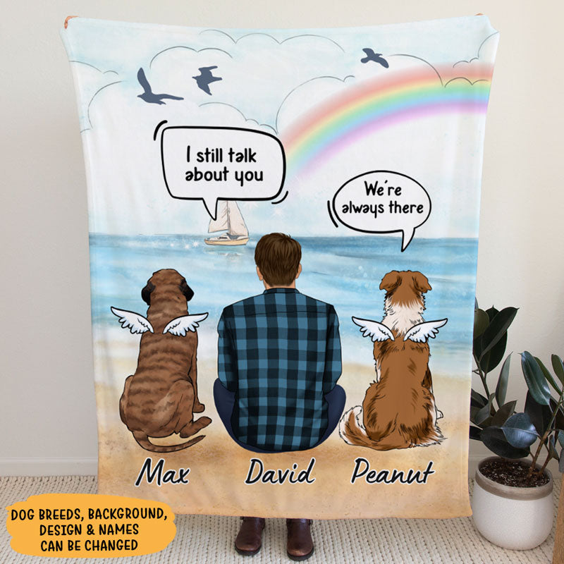 I Still Talk About You I Miss You Conversation, Memorial Gifts For Dog Lovers, Personalized Blanket