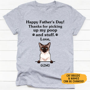 Thanks For Picking Up My Poop Cat Dad, Personalized Shirt, Gift For Cat Lovers
