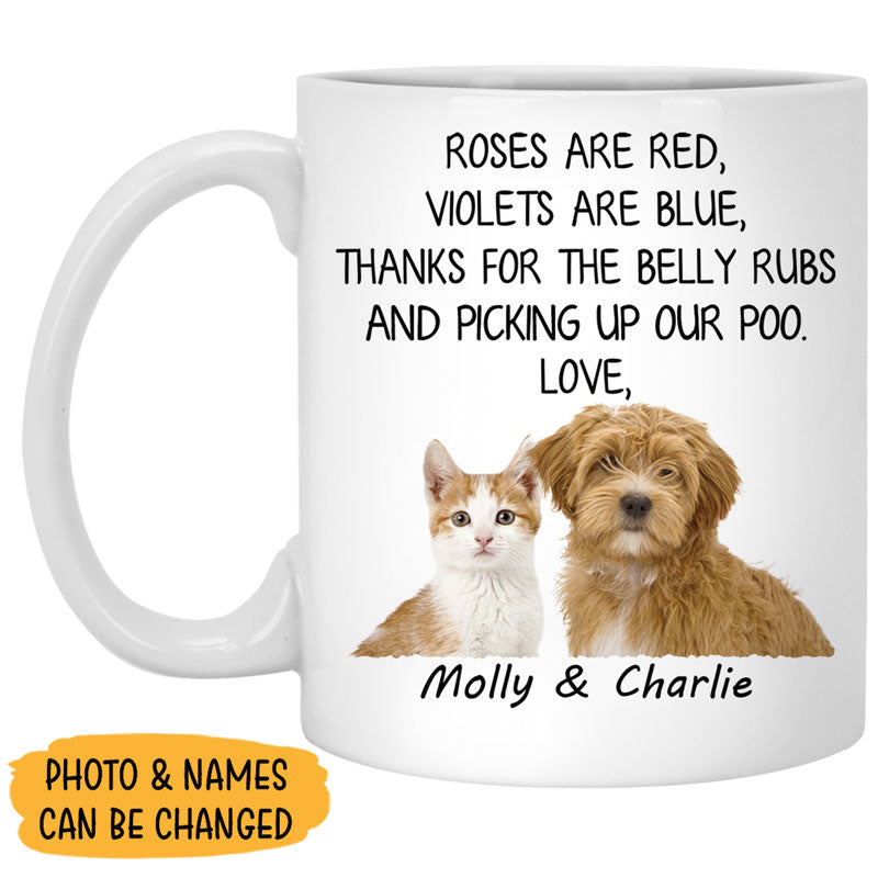 Roses Are Red Violets Are Blue, Personalized Accent Mug, Gift For Pet Lovers, Custom Photo