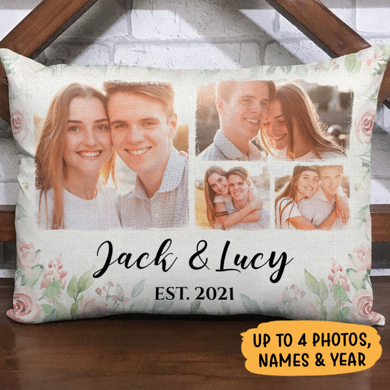 Launchigo Customized Love Grid Photo Pillow. Customized Pillow for Couples,  Valentines Day Gift. Collage Pillow for Birthday, Anniversary 