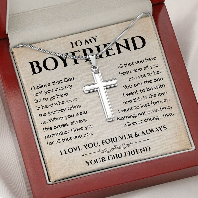 God Sent You Into My Life, Personalized Cross Necklace, Gifts For Him